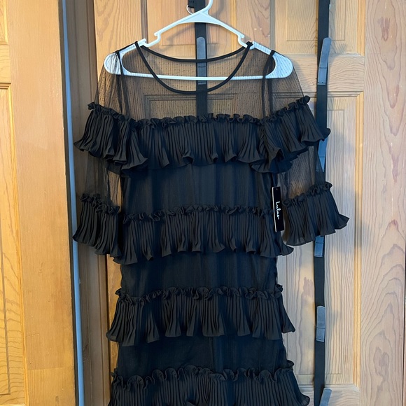 Black Ruffled Mini Dress - Picture 5 of 7
